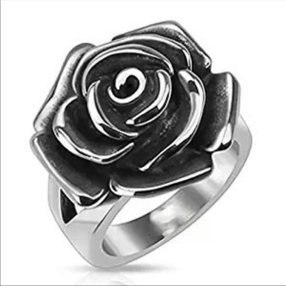 NWT Stainless Steel Rose Ring